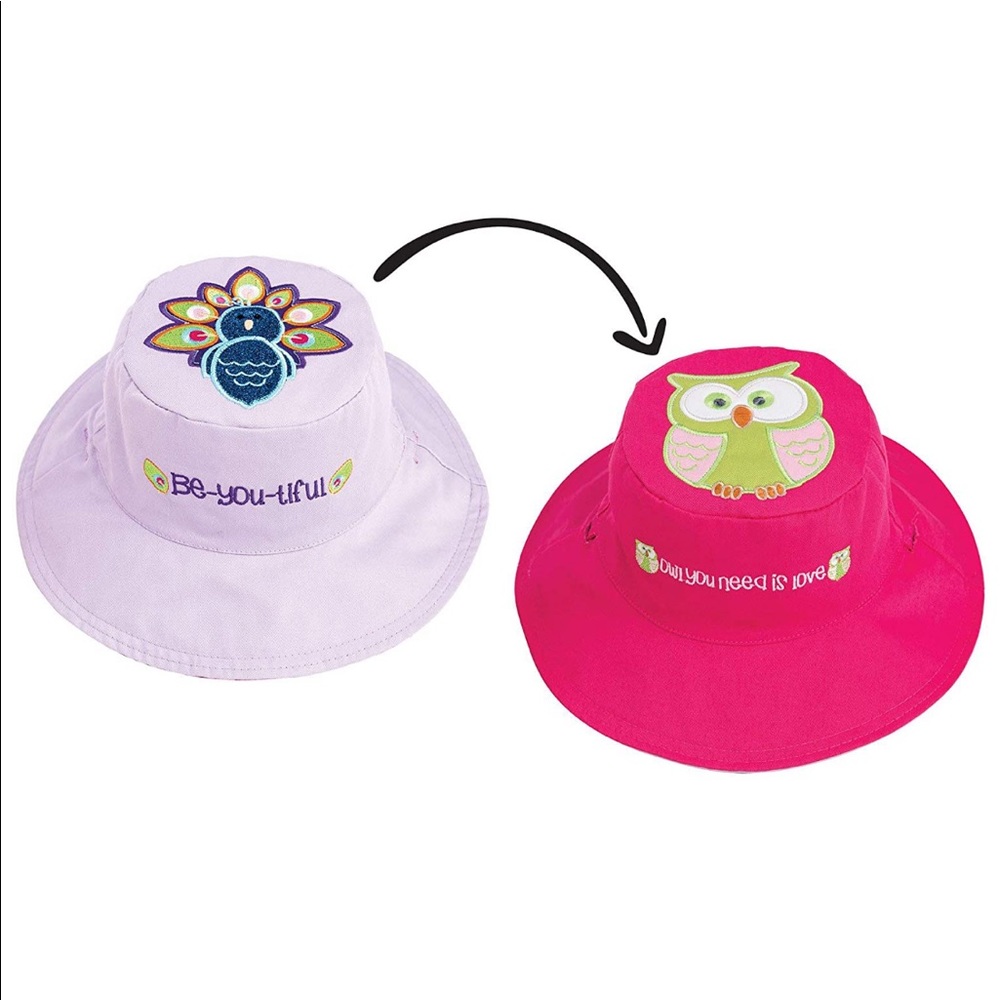 FlapJackKids Reversible Kids Sun Hat - Peacock/Owl